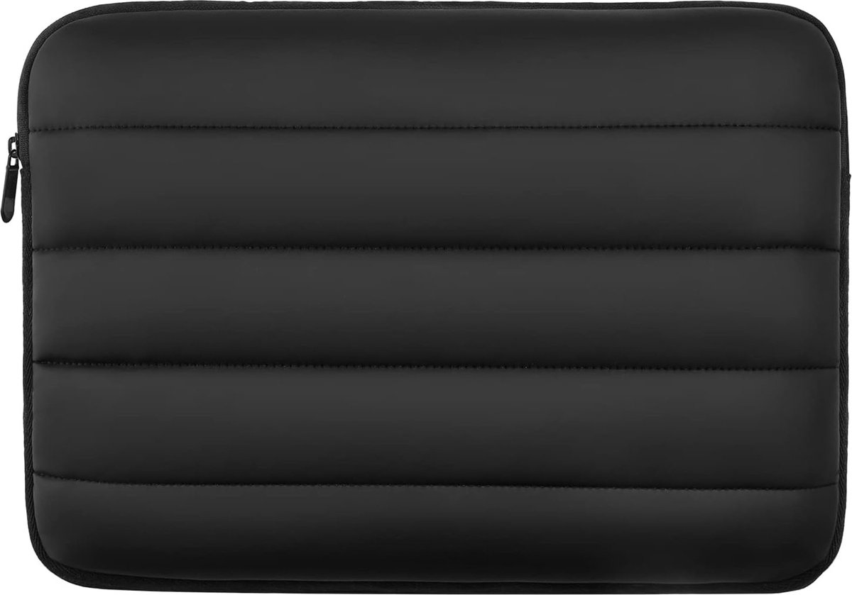 Puffer Laptophoes geschikt voor Macbook / Laptop tot 13 & 14 inch – Schokbestendige Spatwaterdichte Bescherming – Zachte Pluche Voering Sleeve Zwart