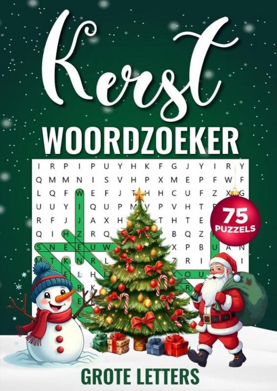 Foto: Woordzoeker kerst grote letters 75 puzzels incl oplossingen