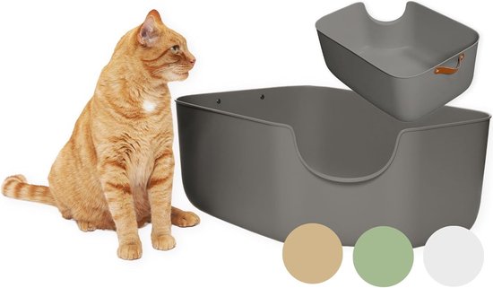 Roestvrijstalen XL Kattenbak Met Hoge Wand - Extra Grote Metalen Kattenbak Met Deksel