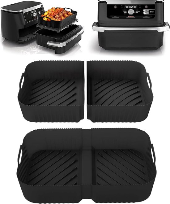 Luchtfriteuse Liners voor Ninja AF500 Lade Air Fryer | 10,4 L Siliconen Air Fryers Inserts Bakpan | Herbruikbare Liners Mand voor Ninja Foodi Lade Air Fryer Accessoires Af500uk (10,4L