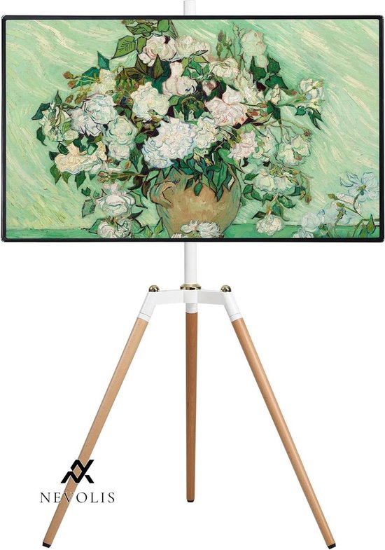 RFIVER Ezel TV-statiefstandaard voor 32-75 inch LED LCD OLED-scherm tot 60 kg - in hoogte verstelbaar studio-display tv-standaard met 4 poten standaard - max VESA 660x400mm - bruin