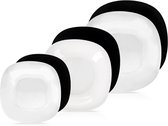 Serviesset Glas Wit Zwart LUNA 18 delig - Servies Set - Bordenset - Borden