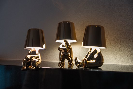 Luxus Lampe de table sans fil rechargeable Bins Brother - Or - Set de 5 - Lampe de table décorative - Lampe de nuit - Lampe de table de chambre - Lampe de bureau - LED - Tactile - Intensité variable - Sans fil - Fonctionne sur piles