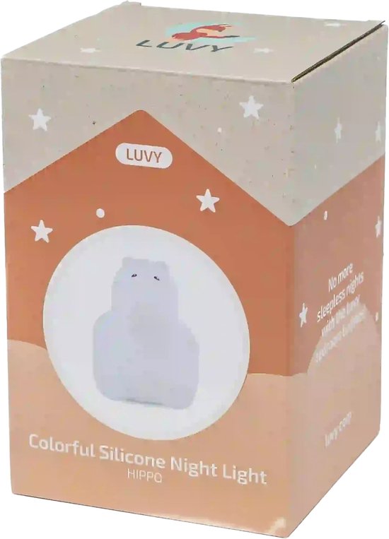 Nachtlamp - Nachtlampje - Kinderlampje - Babylampje - Nachtlamp Baby - Nachtlamp Kind - Slaaplampje - Oplaadbaar Nachtlampje - Siliconen Nachtlampje - Nachtlamp met Timer - Babykamer Lamp - Kinderkamer Lamp - Nijlpaard Nachtlampje - Nijlpaard Lamp van Luvy — afbeelding 5