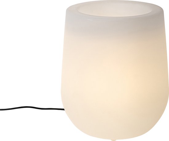QAZQA flowerpot - Moderne Dimbare LED Smart Verlichte bloempot incl. wifi met Dimmer - 1 lichts - H 44 cm - Wit - Buitenverlichting