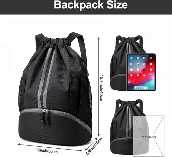 Sac à Dos De Sport Imperméable - Compartiment Chaussures, Grande Capacité 40x32x20 Cm, Léger 150g, Pour Homme Et Femme - 9