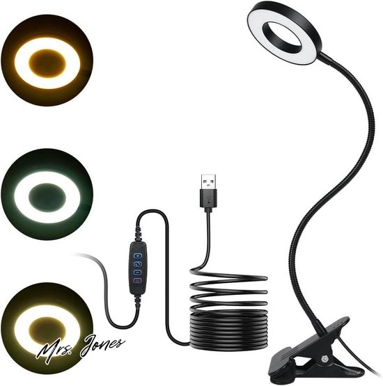 USB clip verlichting, 1 st USB LED Light Clip-on Clamp Bed Tafel Studie Bureau Leeslamp 3 kleuren(Wit USB clip verlichting, 1 st USB LED Light Clip-on Clamp Bed Tafel Studie Bureau Leeslamp 3 kleuren(Wit