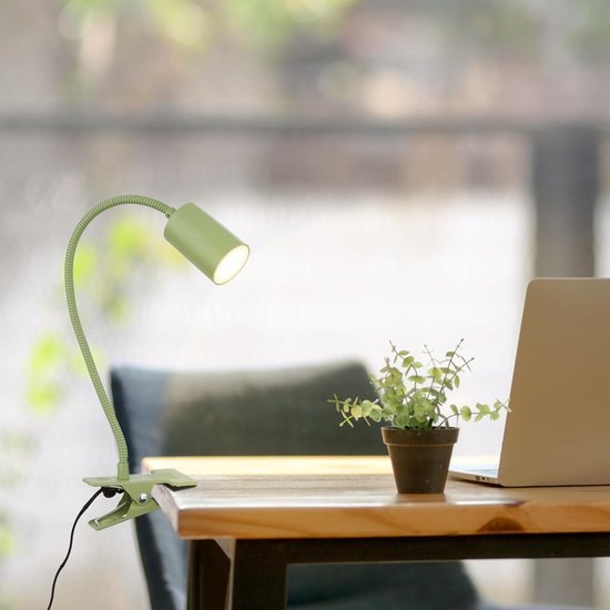 Mrs. Jones Bureaulamp met snoerschakelaar warm witte lichtkleur draaibaar stekker leeslamp klemlamp bedlamp leeslampje voor kinderen bureaulamp 40cm hoog groen met energiezuinige LED lamp . — afbeelding 5