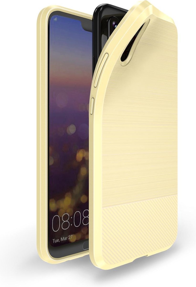 Huawei P20 TPU Hoesje Geborsteld Goud