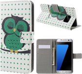 Groen uil agenda wallet hoesje Samsung Galaxy S7 Edge