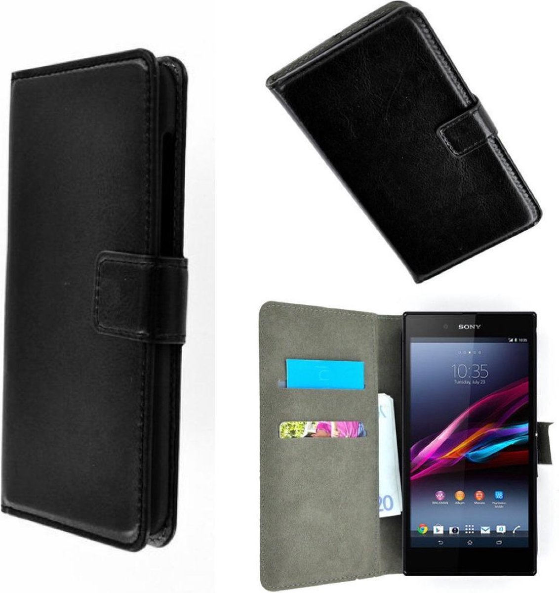 Geschikt voor Sony Xperia M5 Wallet Bookcase hoesje Zwart