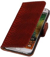Snake Bookstyle Wallet Case Hoesjes voor Galaxy E5 Rood
