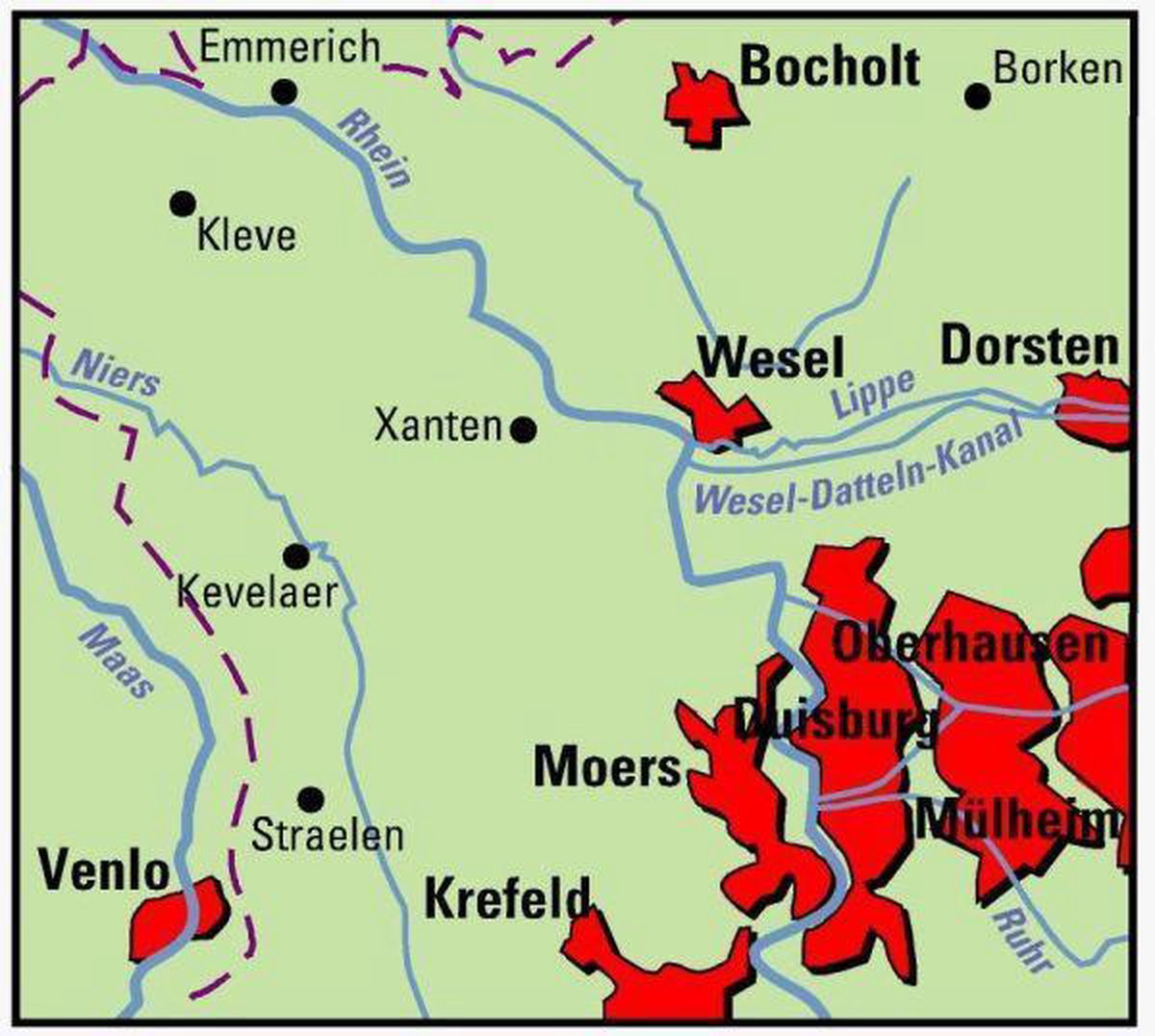 ADFC-Regionalkarte Niederrhein Nord mit Tagestouren-Vorschlägen 1 : 75