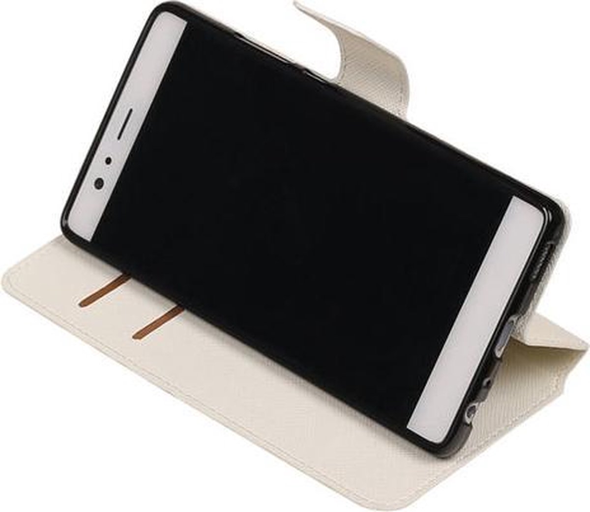 Wit Huawei P9 Plus TPU wallet case booktype hoesje HM Book