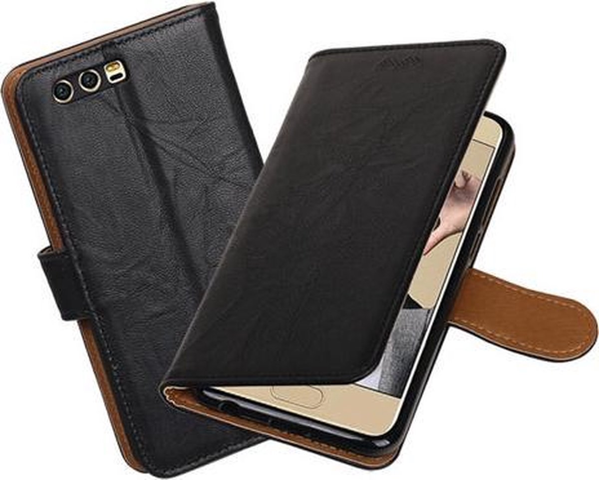 BestCases.nl Huawei Honor 9 Echt Leer Leder booktype hoesje Zwart
