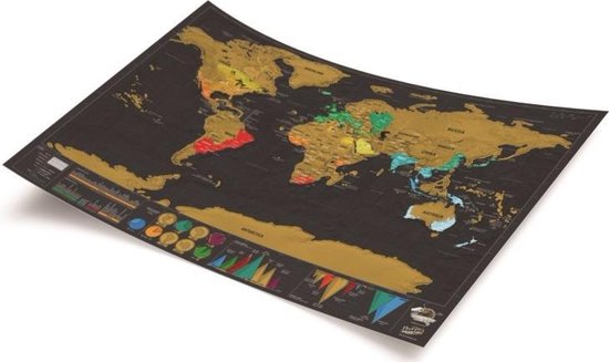 Foto: Cazy luxe grote wereldkaart krasposter kraskaart wereld scratch world map 82x60cm goud