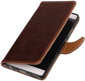 Zakelijke Book Case Telefoonhoesje Geschikt voor de Huawei P9 Plus - Portemonnee Hoesje - Pasjeshouder Wallet Case - Mocca