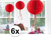 6x feestversiering decoratie bollen rood 30 cm