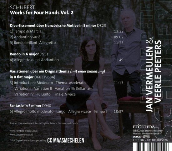 Jan Vermeulen & Veerle Peeters - Schubert: Works For 4 Hands Vol. 2 (CD ...