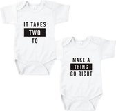 Rompertjes baby met tekst - It takes two to make a thing go right - Romper wit - Maat 50/56