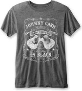 Johnny Cash Heren Tshirt -M- The Man In Black Grijs