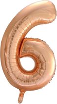 Folie ballon cijfer 6 goud-roze 86 cm - .
