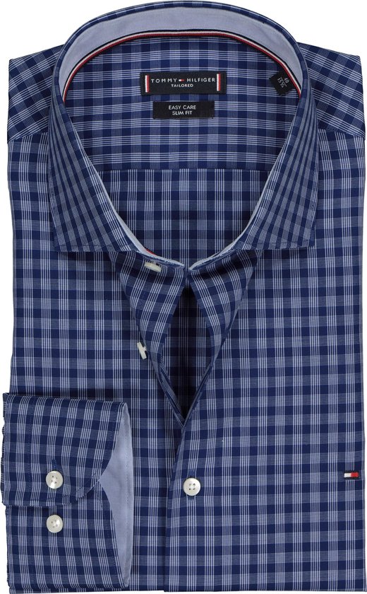 Tommy Hilfiger overhemd Slim Fit - blauw met wit geruit (contrast) -  Strijkvriendelijk... | bol.com