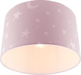 Olucia Stars - Kinderkamer plafondlamp - Roze/Wit - E27