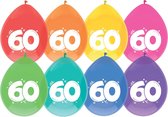 Ballonnen 60 jaar pak a 8 stuks - Multicolor