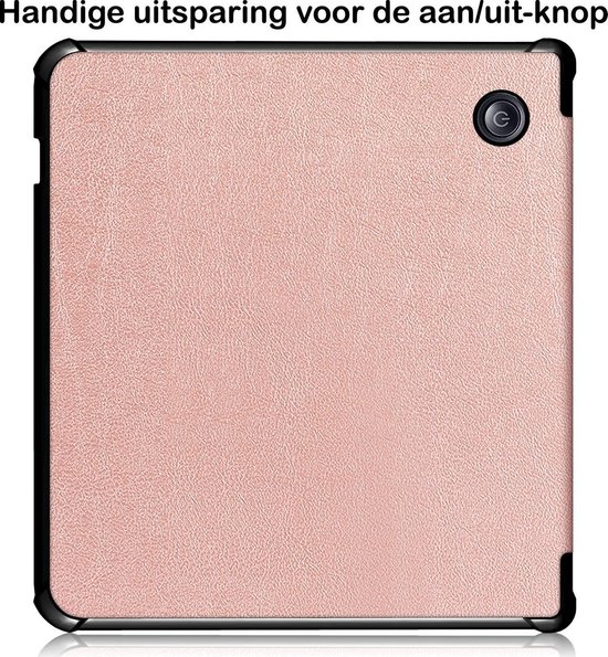 Hoesje Geschikt voor Kobo Libra H2O Hoesje Luxe Bescherm Case Trifold - Hoes Geschikt voor Kobo Libra H2O Hoes Book Cover - Rosé Goud van FMBigger — afbeelding 4