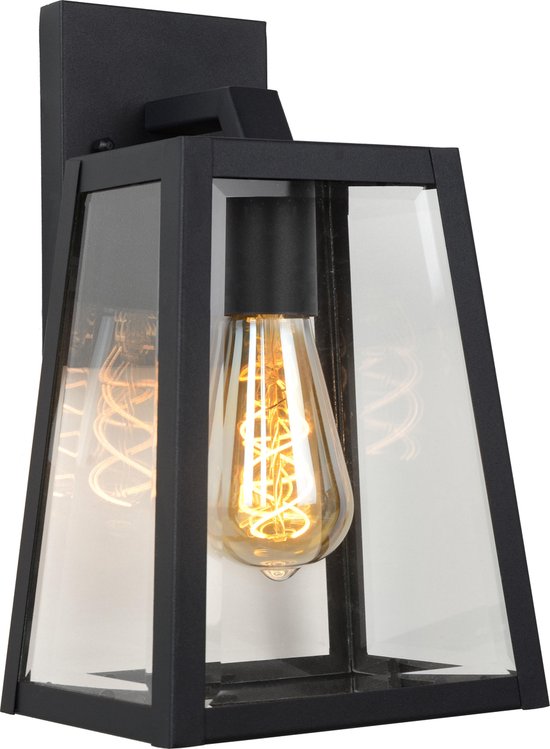 Lucide MATSLOT Wandlamp Binnen/Buiten - 1xE27 - IP23 - Zwart