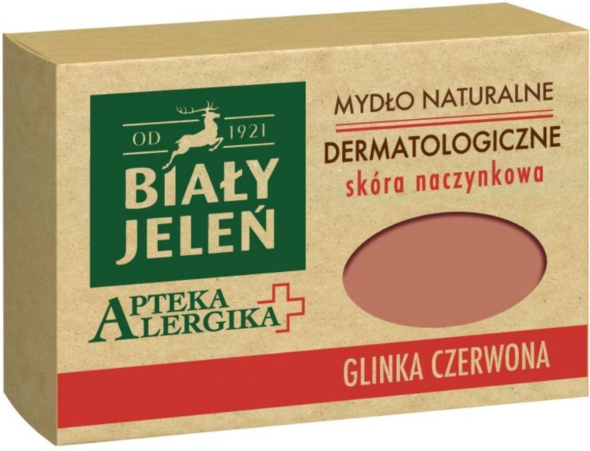 Bialy Jelen 1921™ Handzeep met Rode Klei - Zeep - Speciaal Voor Huidaandoeningen - Gezichtsreiniging - Face Wash - Huidverzorging