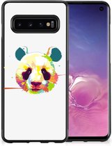 Smartphone Hoesje Geschikt voor Samsung Galaxy S10 Back Case TPU Siliconen Hoesje met Zwarte rand Panda Color