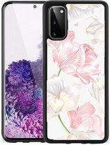 Back Case TPU Siliconen Hoesje Samsung Galaxy S20 GSM Hoesje met Zwarte rand Mooie Bloemen