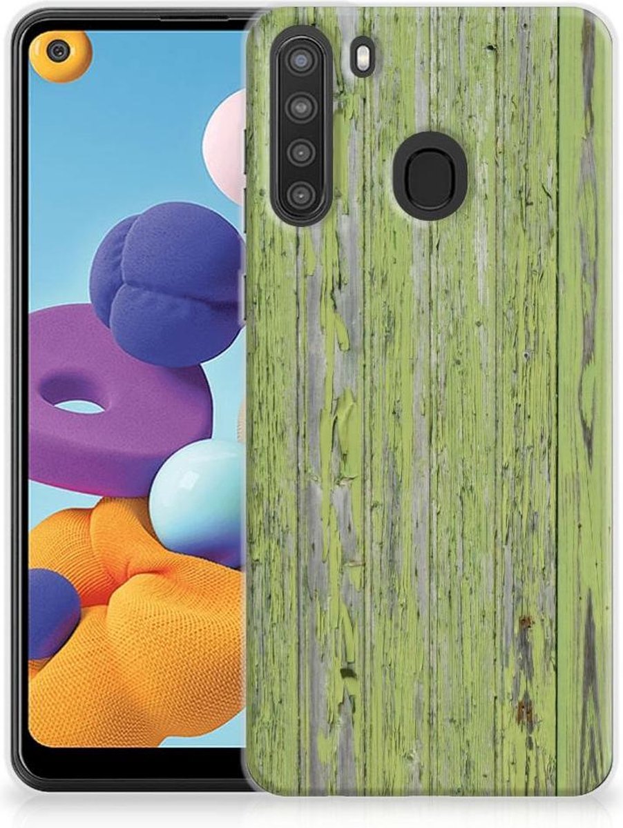 Samsung Galaxy A21 Bumper Hoesje Green Wood