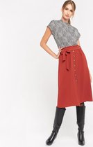 LOLALIZA Rok met knopen en ceintuur - Roest - Maat 42