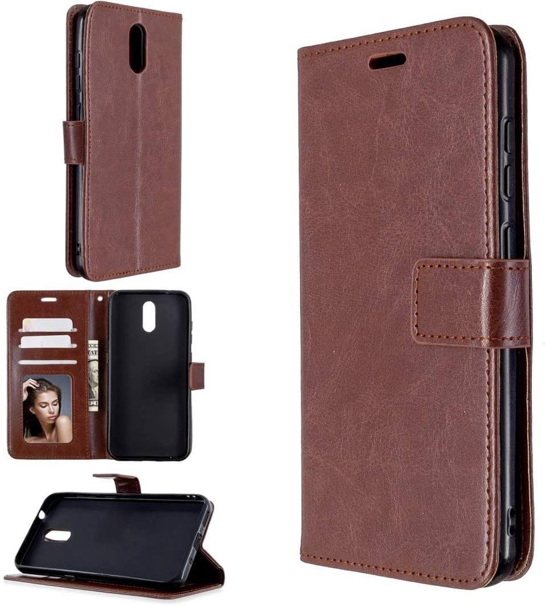 Telefoonhoesje Geschikt voor: Nokia 2.1 hoesje book case bruin