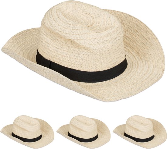 relaxdays 4 x Panama hat - chapeau de paille femme - chapeau fedora -  chapeau de... | bol