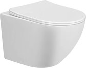 Saqu Please Compact Hangtoilet - met Softclose Toiletbril 36x48x32 cm - Voorgemonteerd - Wit - WC Pot - Toiletpot - Hangend Toilet