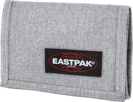 Grijze Eastpak portemonnee met het Eastpak logo op de voorkant.