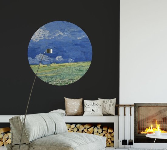 Wheatfield under Thunderclouds, Vincent van Gogh - Photo sur papier peint Circle - ⌀ 40 cm