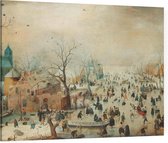 Winterlandschap met schaatsers, Hendrick Avercamp - Foto op Canvas - 100 x 75 cm