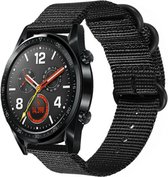 Nylon Smartwatch bandje - Geschikt voor  Huawei Watch GT nylon gesp band - zwart - 42mm - Horlogeband / Polsband / Armband