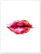 Canvas Experts doek met Rode lippen maat 100x70CM Leuk in de slaapkamer en om te combineren! *ALLEEN DOEK MET WITTE RANDEN* Wanddecoratie | Poster | Wall art | canvas doek |