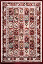Klassiek laagpolig vloerkleed Isfahan - Rood - Boxes - 80x150 cm