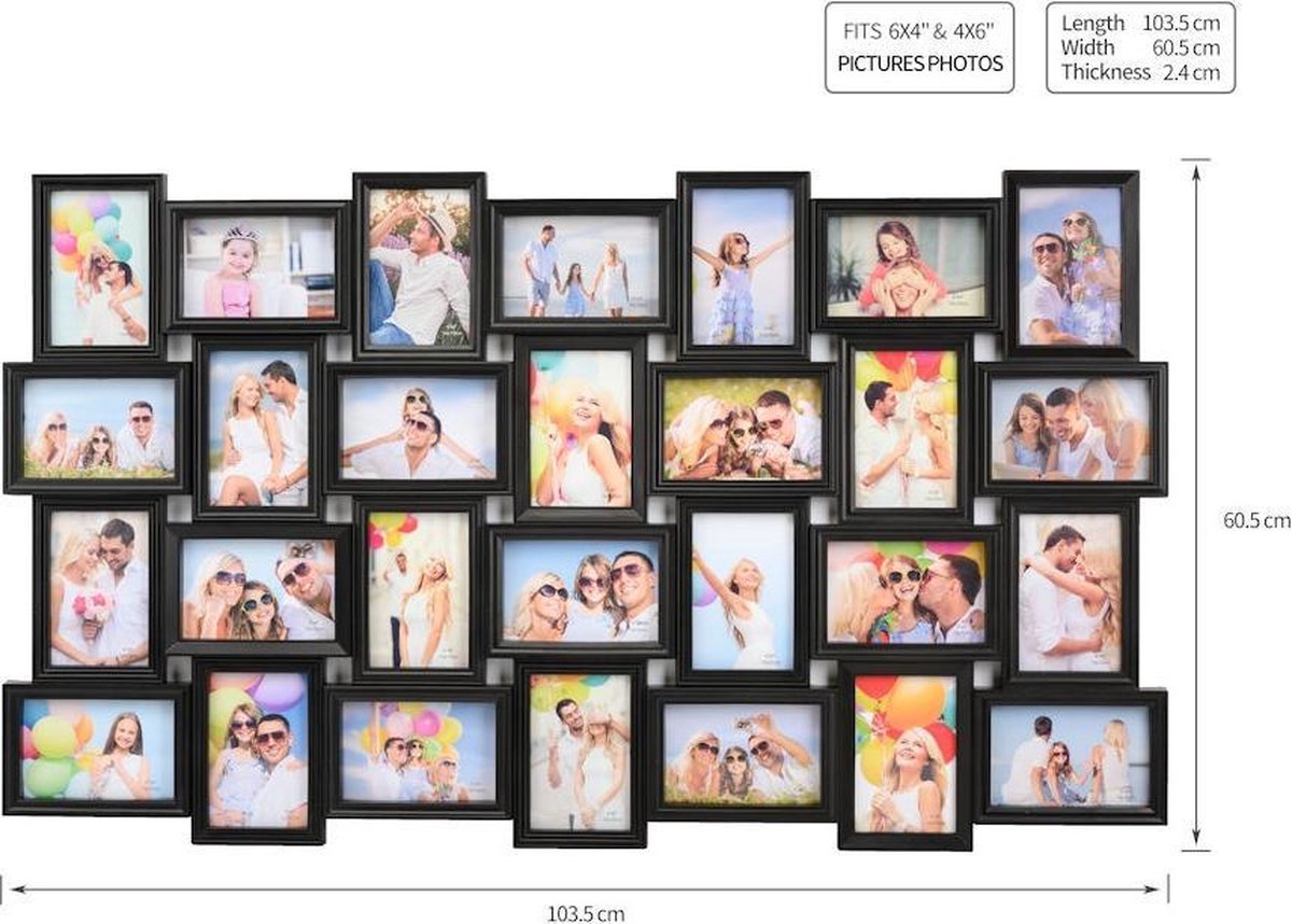Decopatent® XL Fotolijst Collage voor 28 Foto's van (10x15 & 15x10 Cm) -  Fotolijsten -... | bol.com
