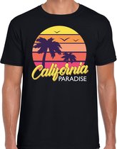 California zomer t-shirt / shirt California paradise zwart voor heren - zwart - California party outfit / vakantie kleding / strandfeest shirt S