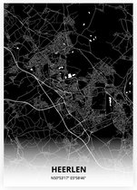 Heerlen plattegrond - A4 poster - Zwarte stijl