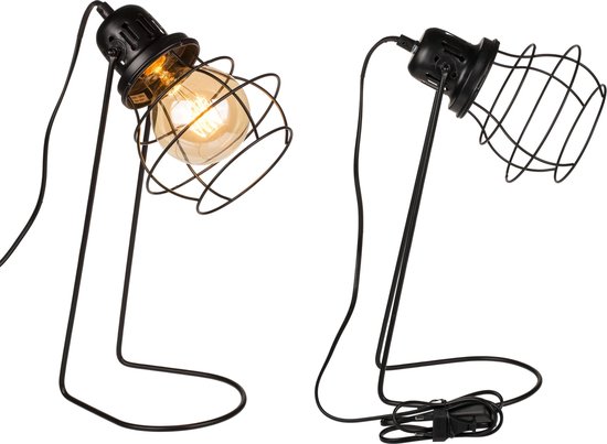 Industriele tafellamp/bureaulamp zwart metaal - Schemerlamp 42 cm - E27  -... | bol.com