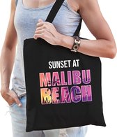 Sunset beach tas Sunset at Malibu Beach voor dames - zwart - Beach party tas / bedrukte tasjes / tas / shopper